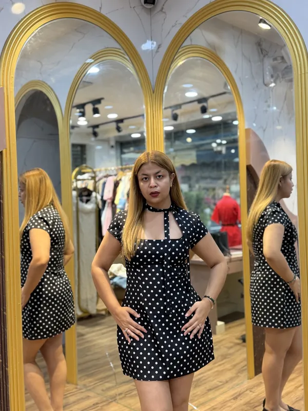 ZYRA_-_Banana_Crepe_Polka_Short_Dress