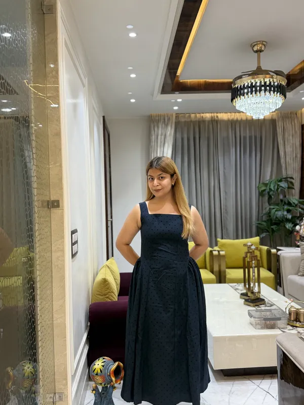OLIVE_-_Polka_Dots_Banana_Crepe_Side_Gathered_Dress