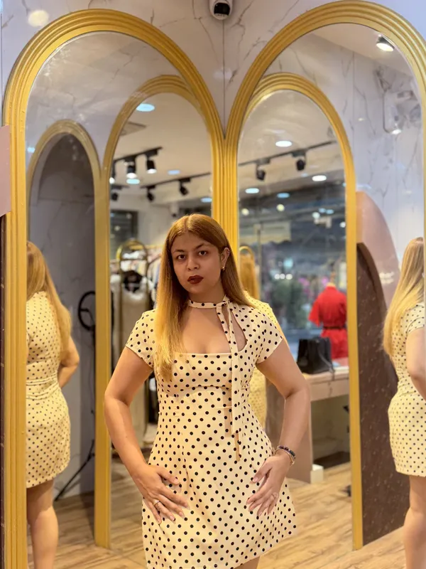 ZYRA_-_Banana_Crepe_Polka_Short_Dress