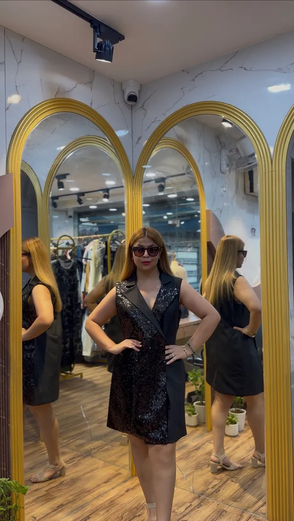 CHLOE_-_Banana_Crepe_With_Sequin_Blazer_Dress_