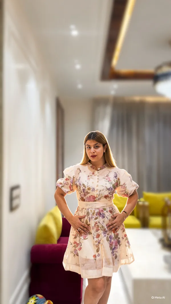 ZIANA_-_Multicolor_Floral_Dress_Highlighted_with_Studs_and_Inner
