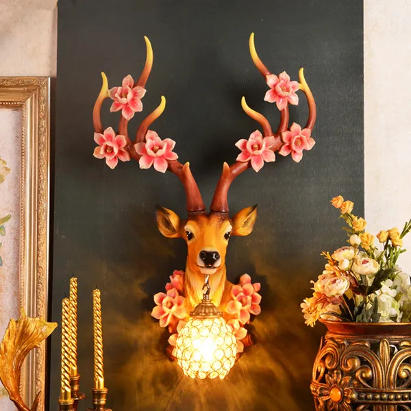 Brown_Resin_Deer_Head_Floral_Antler_Wall_Mounted_Lamp