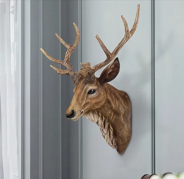 Brown_Resin_Antique_Deer_Head_Wall_Mount_Sculpture
