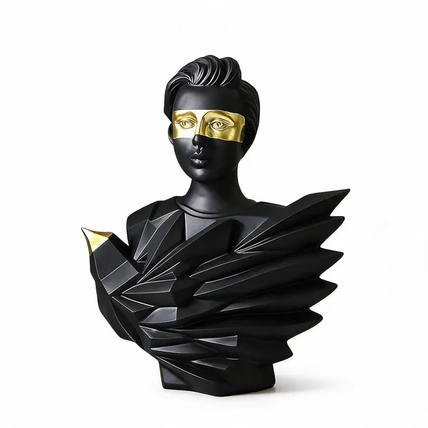 Black_And_Gold_Polyresin_Modern_Abstract_Female_Wing_Bust_Figurine