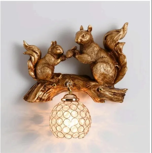 Gold_Polyresin_Woodland_Squirrel_Globe_Shade_Wall