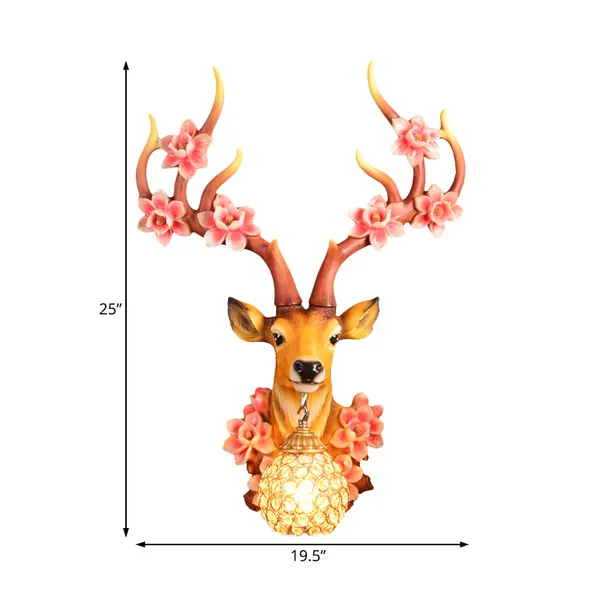 Brown_Resin_Deer_Head_Floral_Antler_Wall_Mounted_Lamp