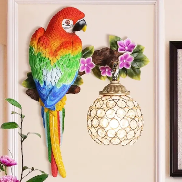 Multicolor_Polyresin_Tropical_Parrot_Branch_Wall_Hanging