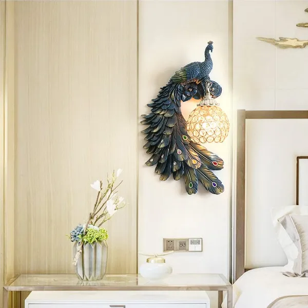 Gold_Peacock_Design_Resin_Crystal_Wall_Lamp