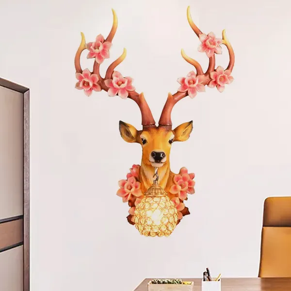 Brown_Resin_Deer_Head_Floral_Antler_Wall_Mounted_Lamp