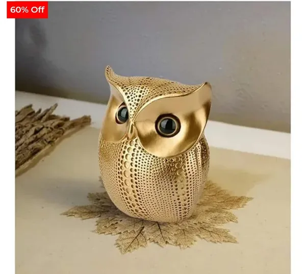 Gold_Polyresin_Perforated_Owl_Decorative_Figurine