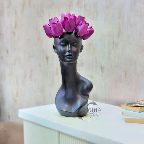Black_And_Purple_Polyresin_Modern_Female_Bust_Decorative_Vase