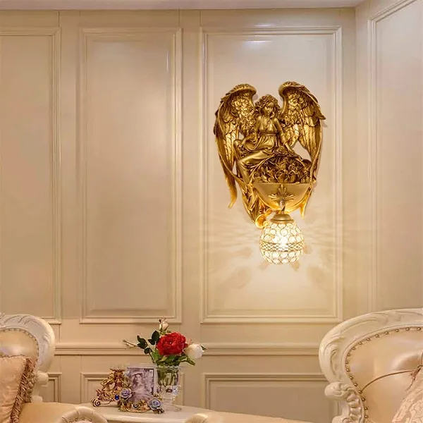 Gold_Resin_Angel_Wall_Lamp_With_Crystal_Shade