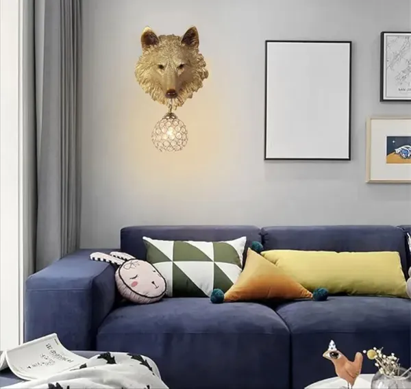 Gold_Wolf_Head_Crystal_Ball_Wall_Lamp