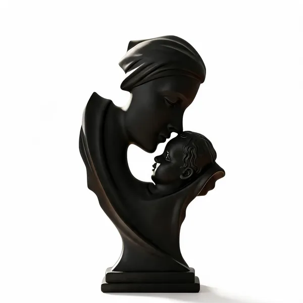 Black_Polyresin_Abstract_Mother_And_Child_Sculpture