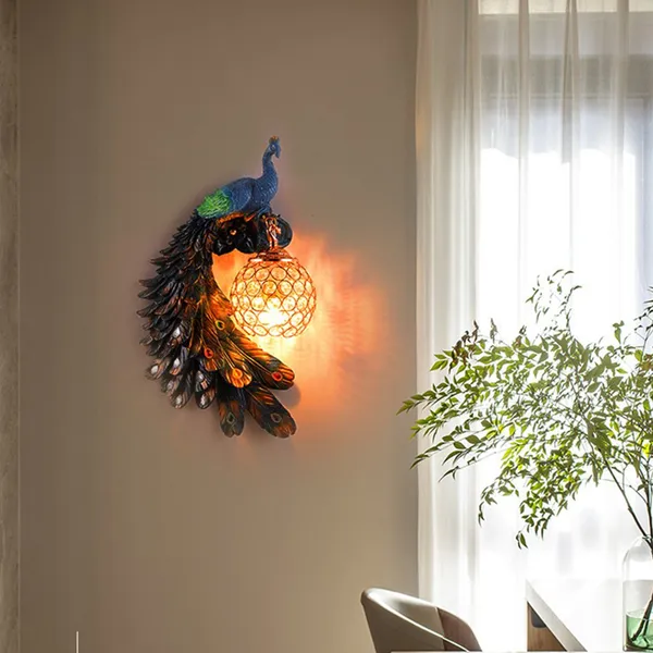 Gold_Peacock_Design_Resin_Crystal_Wall_Lamp