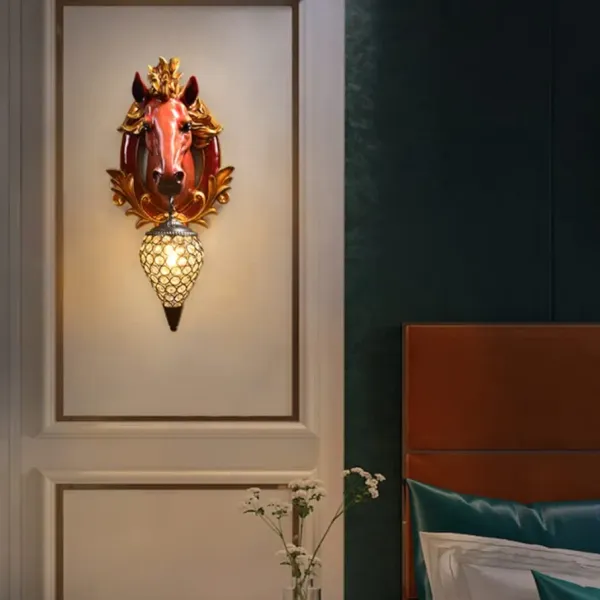 Red_And_Gold_Resin_Horse_Head_Crystal_Wall_Lamp