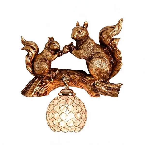 Gold_Polyresin_Woodland_Squirrel_Globe_Shade_Wall