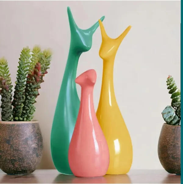 Multicolor_Polyresin_Modern_Abstract_Animal_Figurine_Set_Of_3