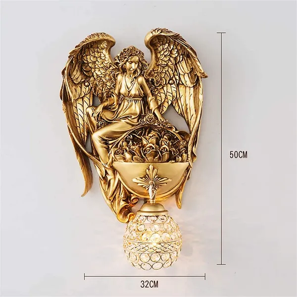 Gold_Resin_Angel_Wall_Lamp_With_Crystal_Shade