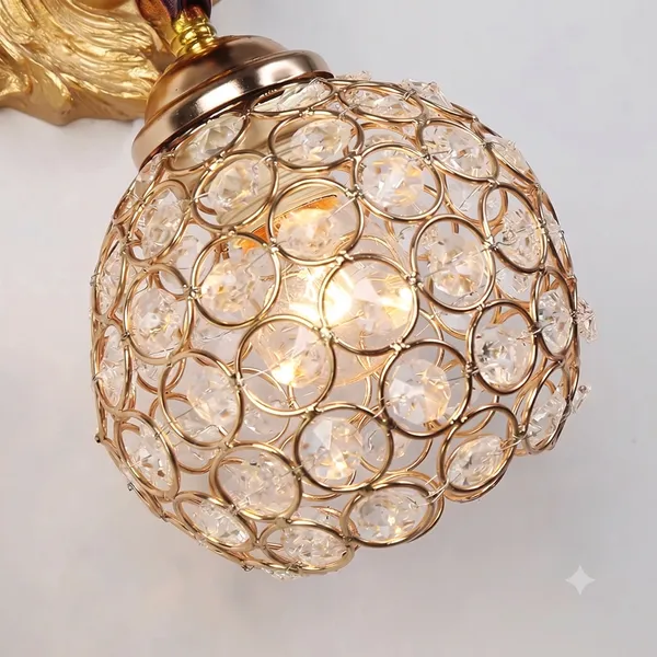 Gold_Crystal_Ball_Wall_Light_With_Leaf_Mount