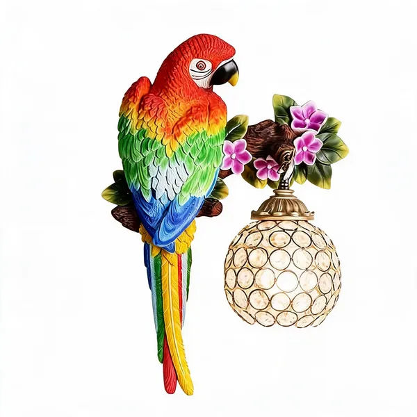 Multicolor_Polyresin_Tropical_Parrot_Branch_Wall_Hanging