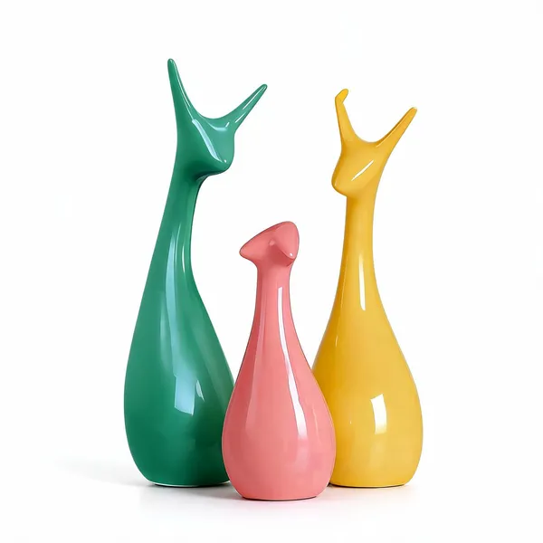 Multicolor_Polyresin_Modern_Abstract_Animal_Figurine_Set_Of_3