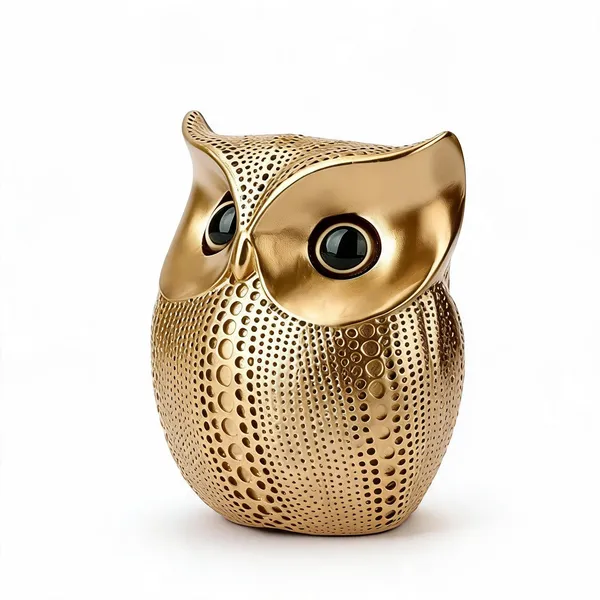 Gold_Polyresin_Perforated_Owl_Decorative_Figurine