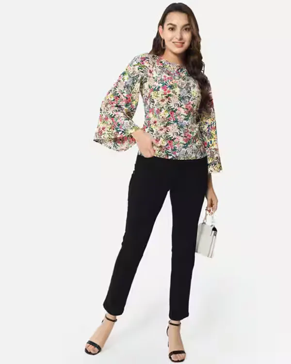 Multicolor_Womens_Crepe_Blouson_Top