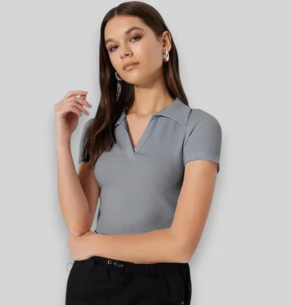Grey_Womens_Ribbed_Collared_V_Neck_Crop_Top