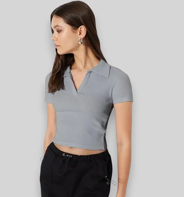 Grey_Womens_Ribbed_Collared_V_Neck_Crop_Top