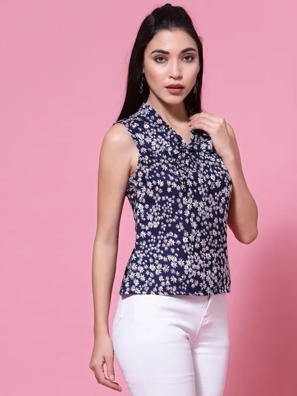 Dark_Blue_Polyester_Sleeveless_Top_For_Women