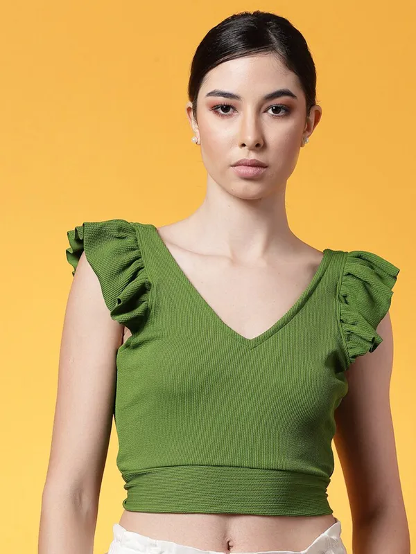 Green_Womens_Polyester_Crop_Top_V_Neck