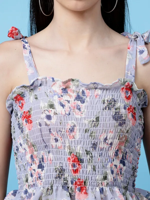 Aegan_Blue_Floral_Printed_Smocked_Crop_Fitted_Top
