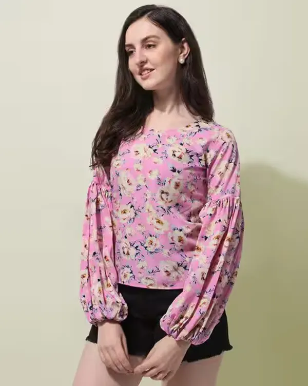 Pink_Womens_Crepe_Blouson_Top
