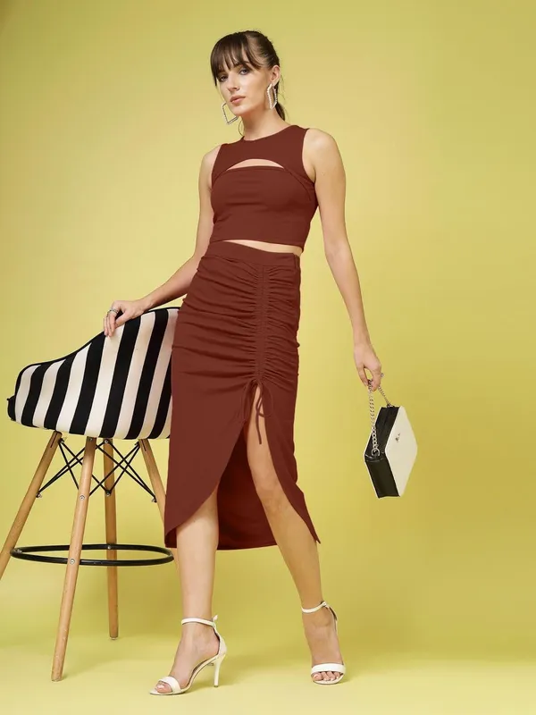 Brown_Ribbed_Round_Neck_Cut_Out_Sleeveless_Crop_Tank_Top