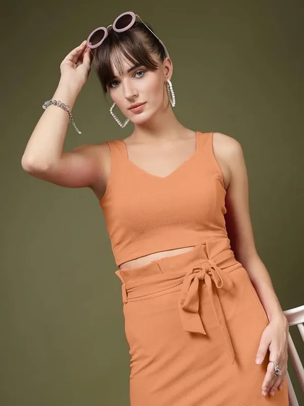 Almond_Brown_Women_V_Neck_Cotton_Knit_Crop_Top