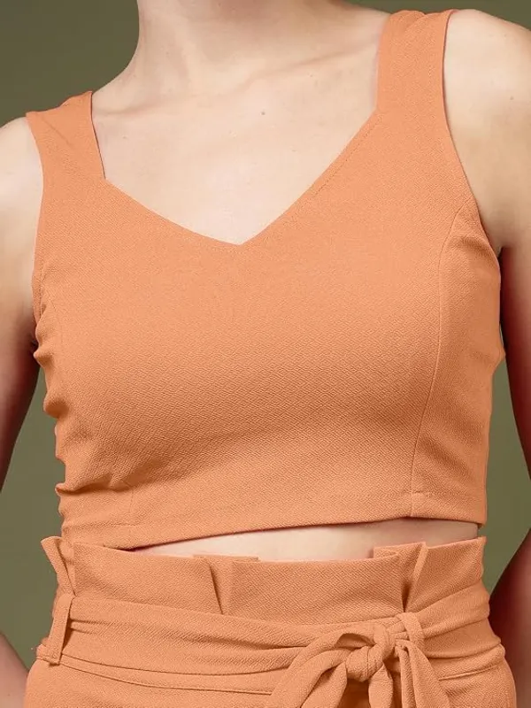 Almond_Brown_Women_V_Neck_Cotton_Knit_Crop_Top