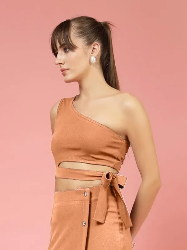 Brown_Womens_One_Shoulder_Crop_Top_With_Belt