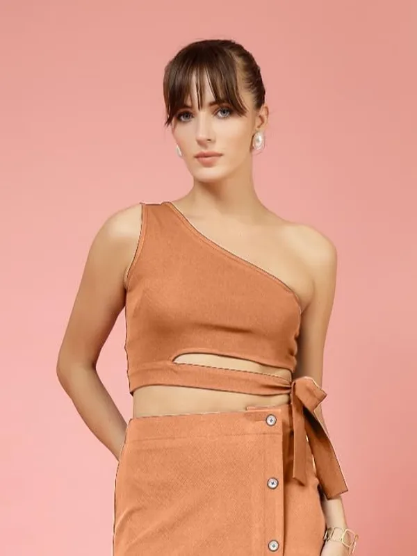 Brown_Womens_One_Shoulder_Crop_Top_With_Belt