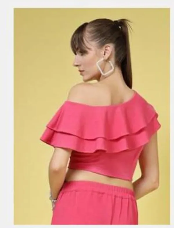 Pink_Womens_Off_Shoulder_Ruffle_Crop_Top_Lycra_Blend