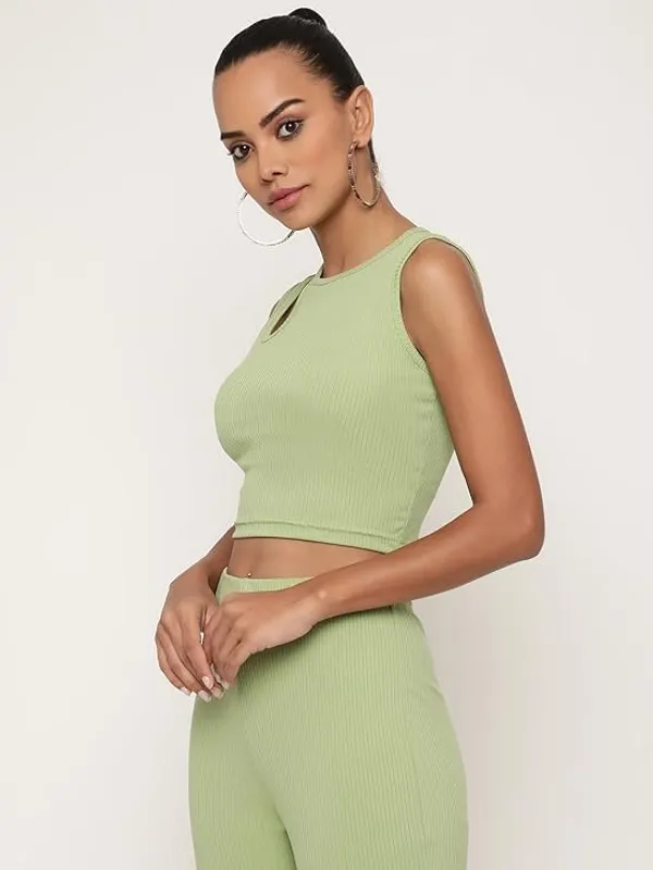 Green_Womens_One_Shoulder_Crop_Top