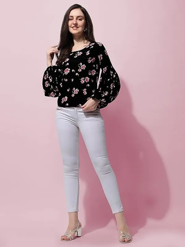 Black_Womens_Crepe_Blouson_Top