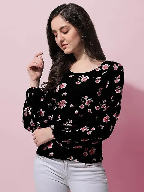 Black_Womens_Crepe_Blouson_Top