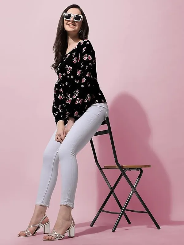 Black_Womens_Crepe_Blouson_Top