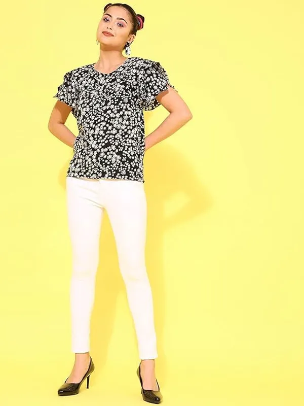 Black_Womens_Polyester_Floral_Print_Top