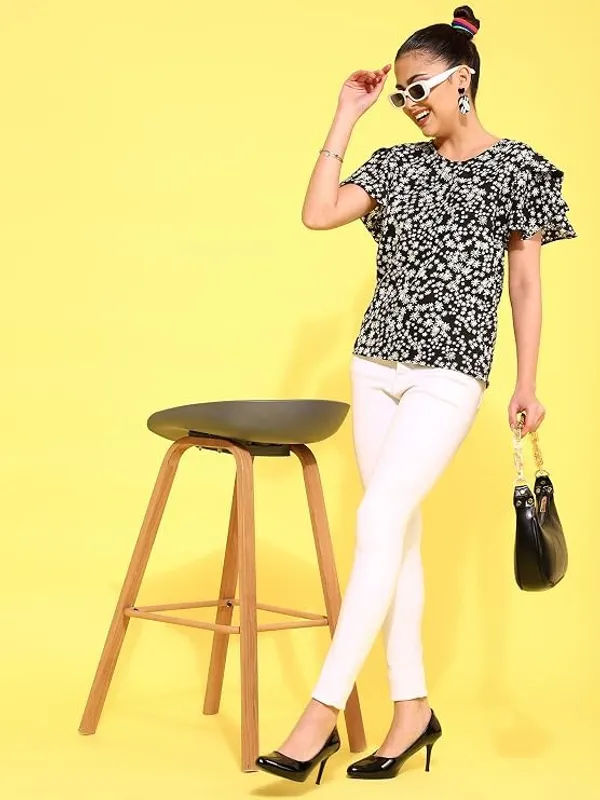Black_Womens_Polyester_Floral_Print_Top