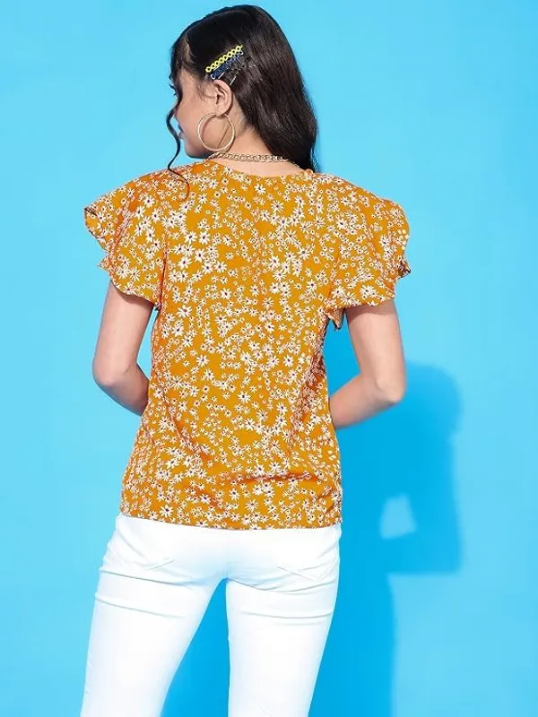 Mustard_Yellow_Womens_Polyester_Floral_Print_Top