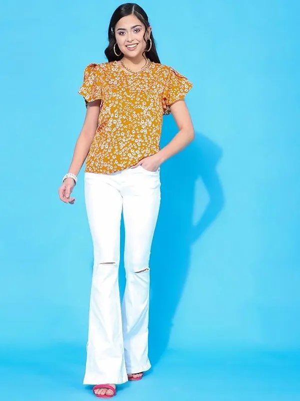 Mustard_Yellow_Womens_Polyester_Floral_Print_Top