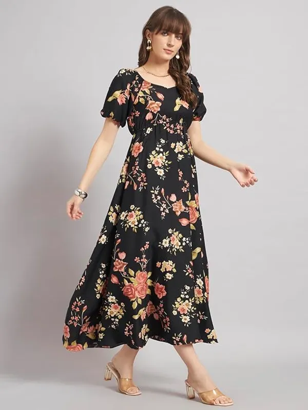Black_Womens_Floral_Print_Dress
