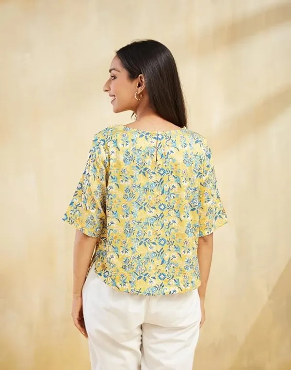 Yellow_Womens_Cotton_Blend_Peplum_Top
